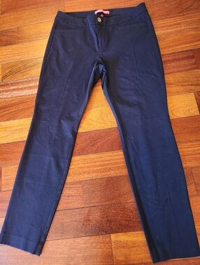 Lilly Pulitzer Womans Kelly Bi Stretch Midnight Navy Blue Pants Size 10